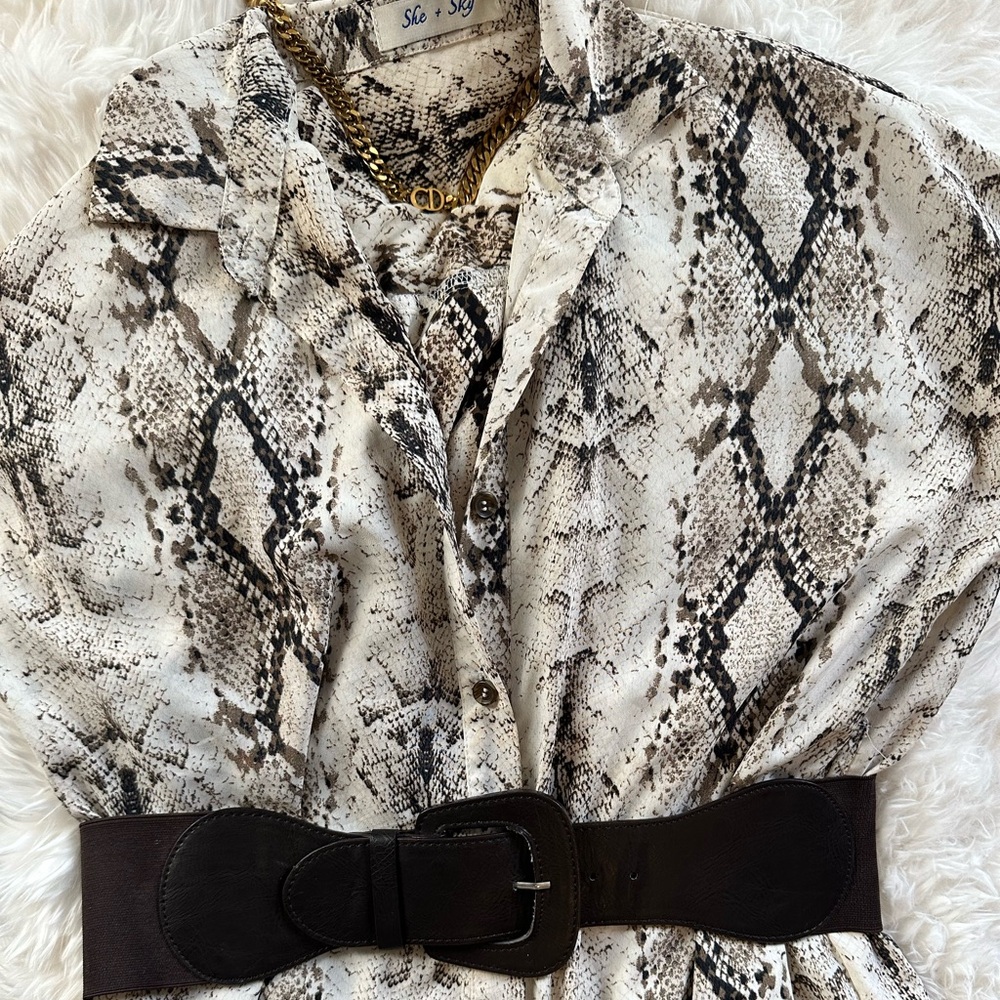 Snakeskin Print button up dress